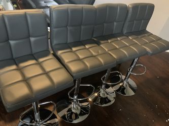 New Set Of 4 gray Bar Stools / Adjustable Height And Swivel / Price Is Firm / Pick Up Only / gray Pub Stools  new in  box  