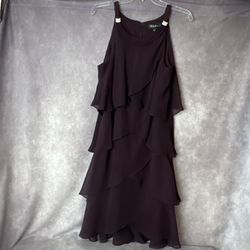 SL Fashions Plum Tiered Chiffon High-Low Dress – Size 16 