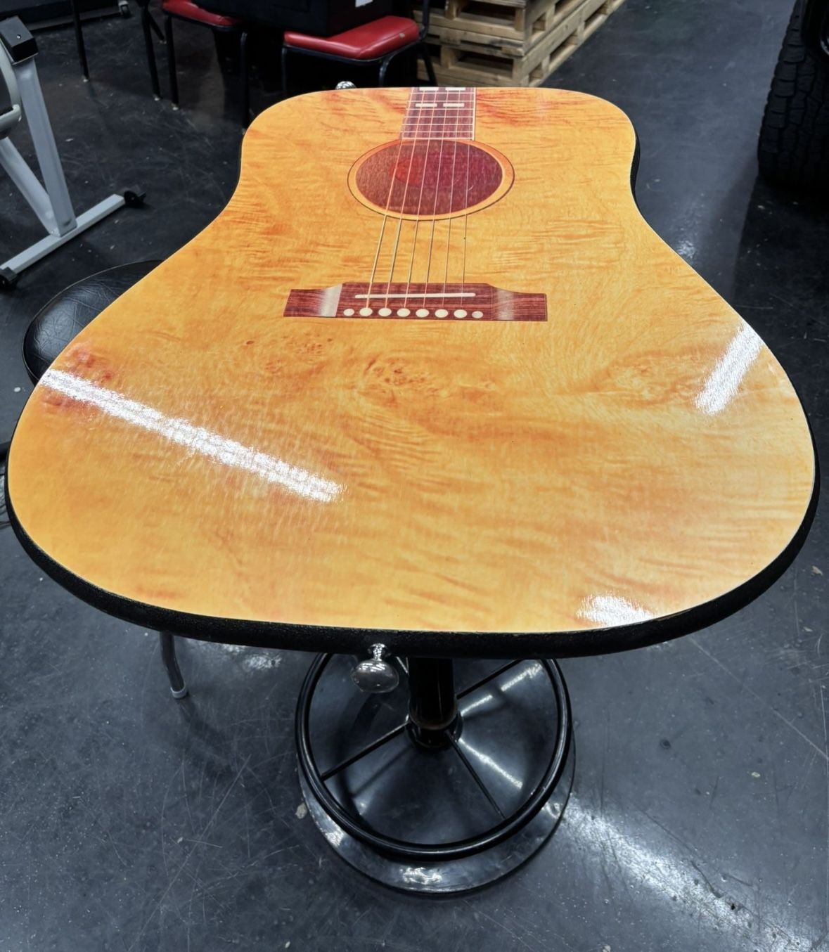 One Of A Kind Guitar Themed Table And Bar Stools