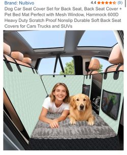 Dog Car Seat Cover Set for Back Seat, Back Seat Cover + Pet Bed Mat Perfect with Mesh Window, Hammock 600D Heavy Duty Scratch Proof Nonslip Durable So