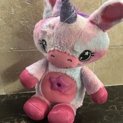 Star Belly Dream Lites Unicorn Night Light Plush Stuffed Animal 14" Need Batteries 