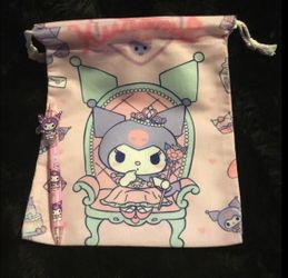 Kuromi Sanrio Drawstring Bag