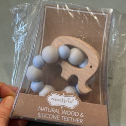 mudpie natural wood & silicone teether