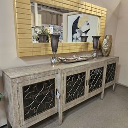 New Solid Wood 107" Super Console Cabinet, Tv Stand, or Accent Sideboard