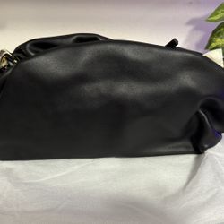 Black Shoulder Bag With Gold Chain Casual Style Soft Faux Leather