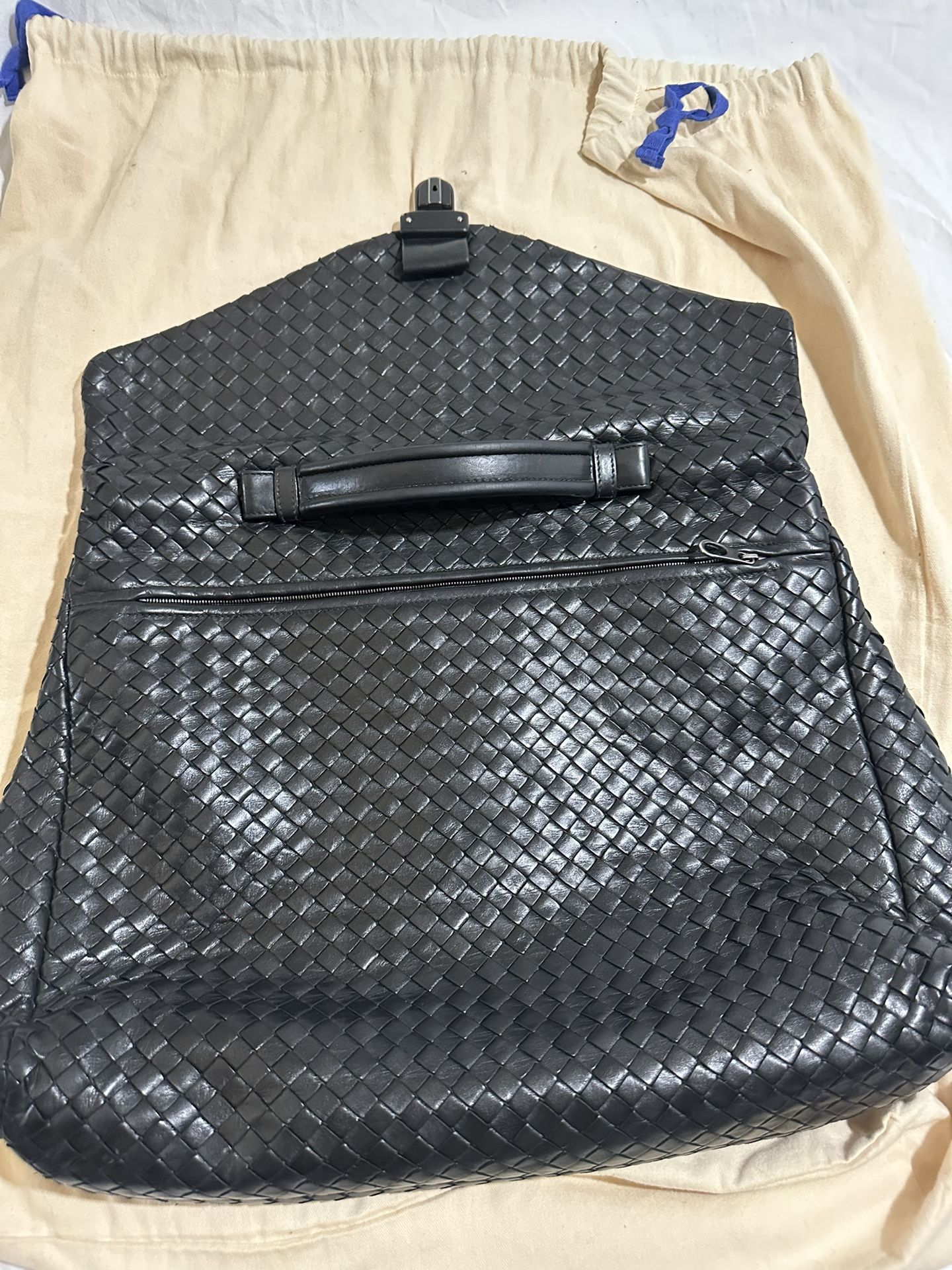 Vintage Bottega Veneta Leather Intrecciato Weave Top Handle Black Briefcase