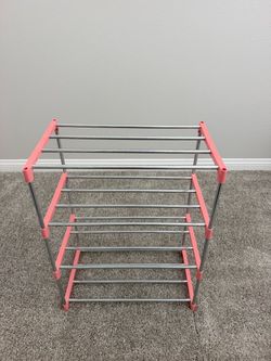 Pink shoe rack