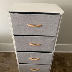 Gray Fabric Dresser with 4 Drawers with Sturdy Steel Frame and Wood Handle Dimensions in Photos