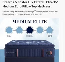Stearns & Foster Luxury Soft 16" Pillow Top Mattress Queen 