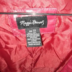 5x Maggie Barnes Red Leather Coat 