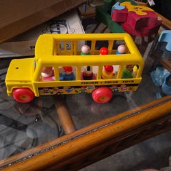 Vintage Fisher Price Little People School Bus 192 All Pieces