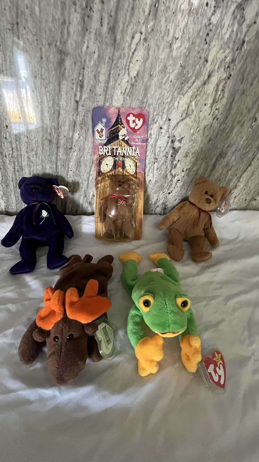 5 Rare Retired Beanie Bears with errors