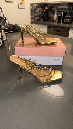 Gold Lace Up Heels