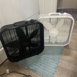 2 Perfect Condition Black And White Lasko Box Fans Get Both 