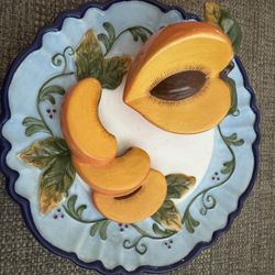 Vintage Style Eyes by Baum Bros Peaches 3D Wall Collector Plate 8” 