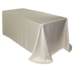Ivory Color Tablecloths (Lamour Satin) & Damask Table Runners & Spandex Chair Covers & 0rganza Chair Hoods & Napkins