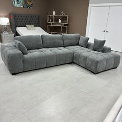 New Sectional Grey Beige Black amber Couch 