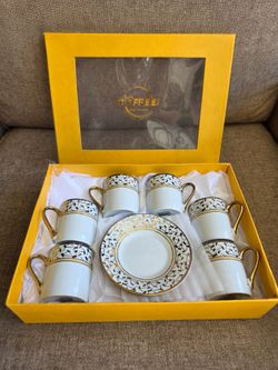 Fine Porcelain Espresso Cup and Saucer Set