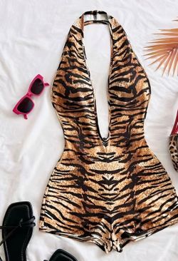 Tiger Print Romper XS-XL