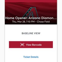 Arizona Diamondbacks Opening Day Ticket