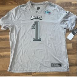 Men's Nike Jalen Hurts Gray Philadelphia Eagles Super Bowl LVII Patch Atmosphere Fashion Game Jersey 2XL