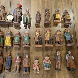 Syroco Wood Pulp Resin 23 figures 1930s - 1950s Era Peasant Folk Art Some Wood