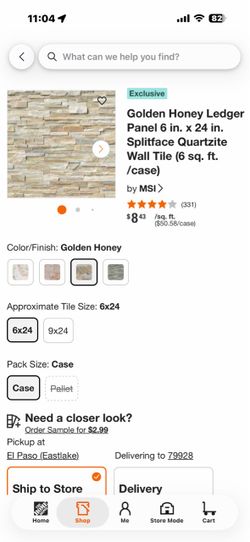 MSI Golden Honey Ledger Panel 6 in. x 24 in. Splitface Quartzite Wall Tile (6 sq. ft. /case)