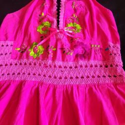 Mexican Heritage Pink Long Dress For Adult Repost
