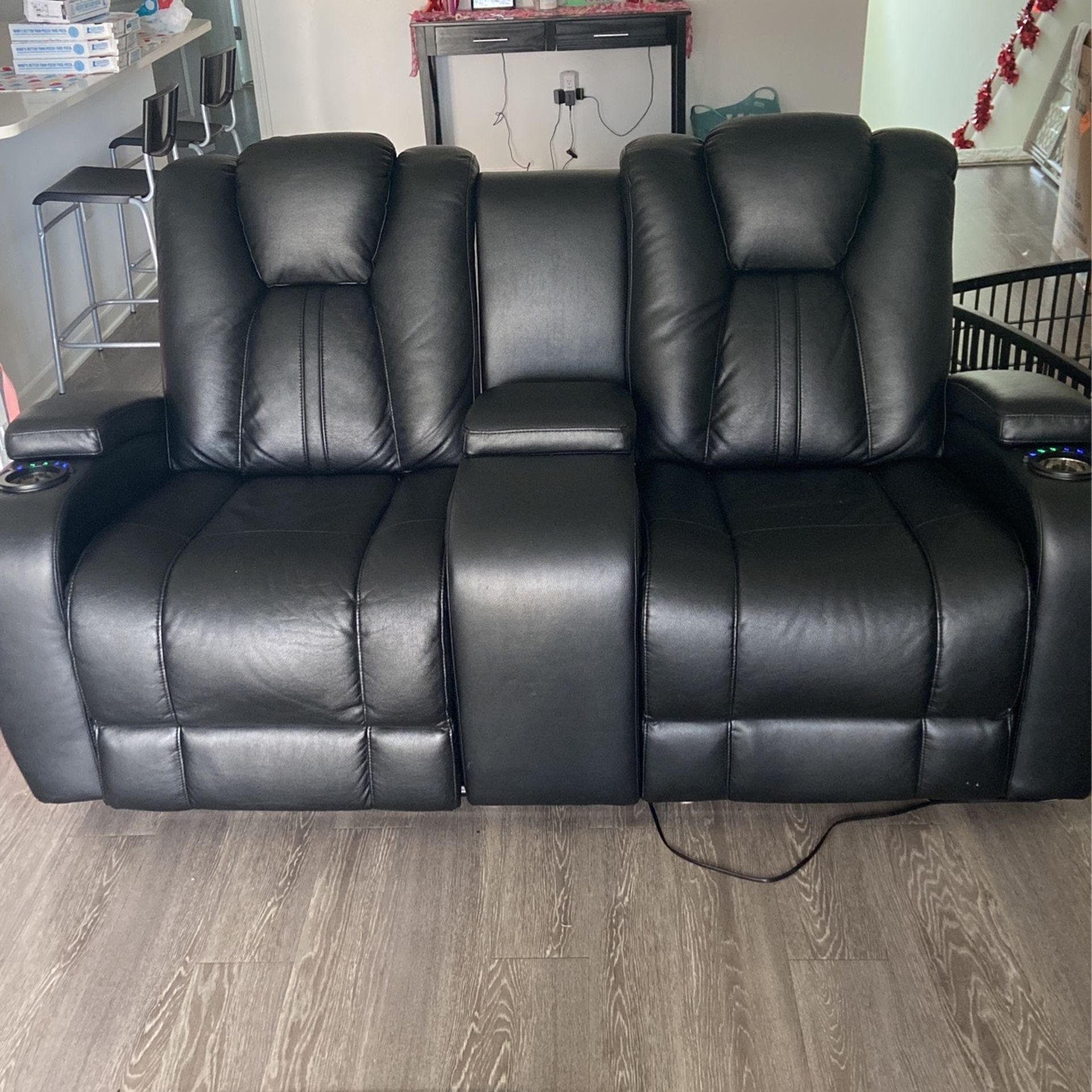 Electric Reclining Sofa Set (Black)