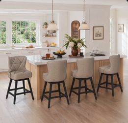 4X Taupe 26” swivel faux leather barstools