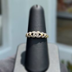 Jewelry 10k solid yellow gold  triple heart ring size 8.25