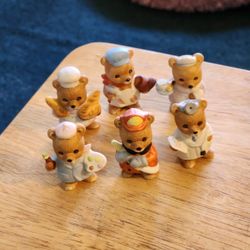 Vintage 1980 Hostess Gift, Set of 6 Home interior Career Professional Bears Figurines Figurines Original box Pick up only.