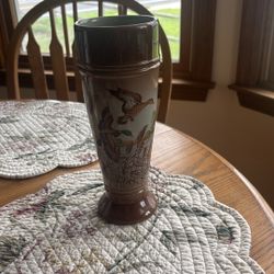 Vintage Hand Painted Mallard Wetland West Germany Vase