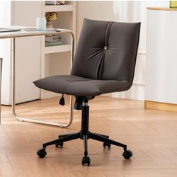 Office Chair Armless Desk Chair with Wheels, Comfortable Upholstered Computer Task Chairs with Back Support, Adjustable Modern Swivel Rolling Vanity C