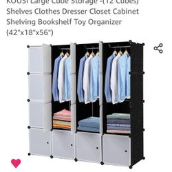 Large Cube Storage -(12 Cubes) Shelves Clothes Dresser Closet Cabinet Shelving Bookshelf Toy Organizer (42"x18"x56")

