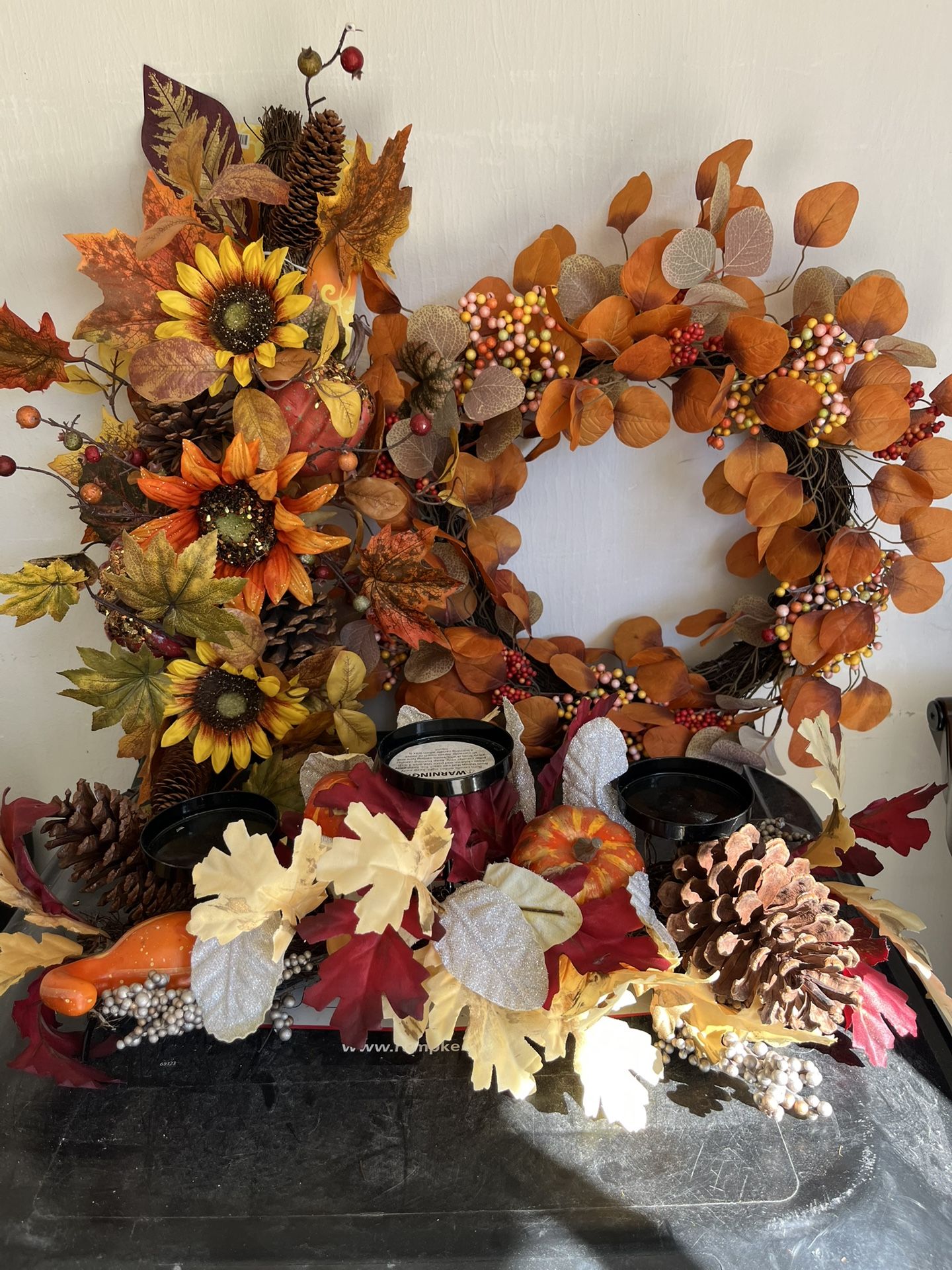 Fall Wreaths 3 Total 1 with Candle Holders All 3 for $20.00 Total