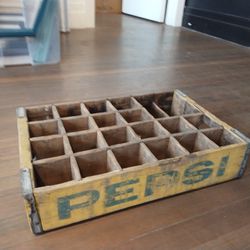 1950s Vintage Pepsi Crate, Soda Pop Bottle Wood Carrier