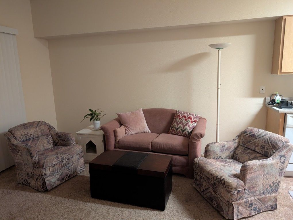 Small Loveseat/Twin Bed & 2 Chairs