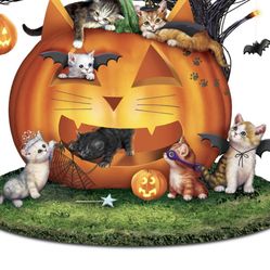 Halloween 🎃  Light 💡  Up Pumpkin Tree With Kittens 🐈‍⬛ 