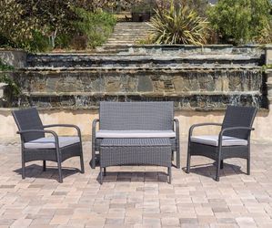 Outdoor Wicker 4-piece Conversation Set with Cushions - New In Box