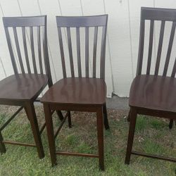 Three Wooden Bar Stools 24-in Seat Height 40 Firm