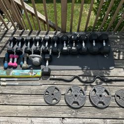 Home Gym Set – Dumbbells, Barbells, Weight Plates, Kettlebell & More!