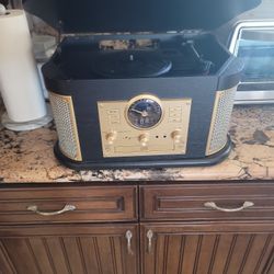 Wooden Record Player Bluetooth Vintage Turntable  Playback CD Player Hadcrafted