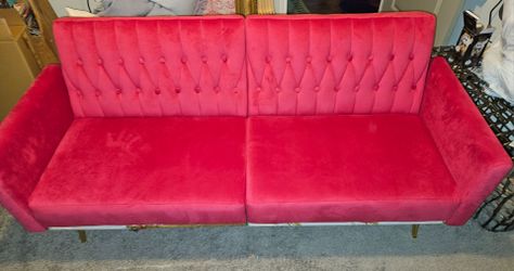 70" Velvet sofa bed- reclining, pink