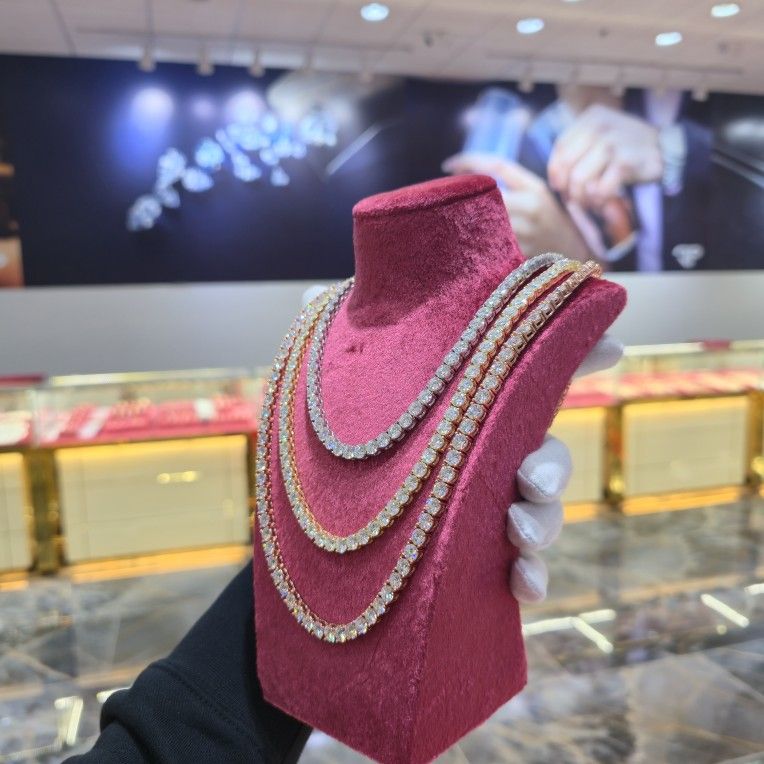 💎 5mm Moissanite Tennis Chain – 54.5 CTW | Silver, Yellow & Rose | All Sizes | Jewelry Palace