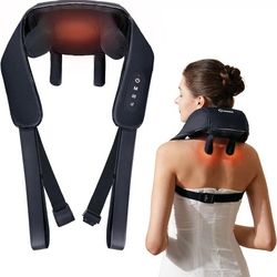 Neck Massager with Heat, Cordless Deep Tissue 4D Expert Kneading Massager, Shiatsu Neck and Shoulder Massage Pillow for Neck, Trapezius, Back and Leg