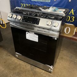 New Open Box Samsung Slide In Gas Stove 30”Wide Stainless Steel