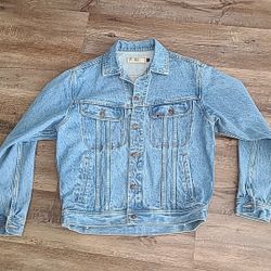 Vintage Lee Denim Jacket Adult Medium Blue Trucker USA Made Dakota Smith Embroid