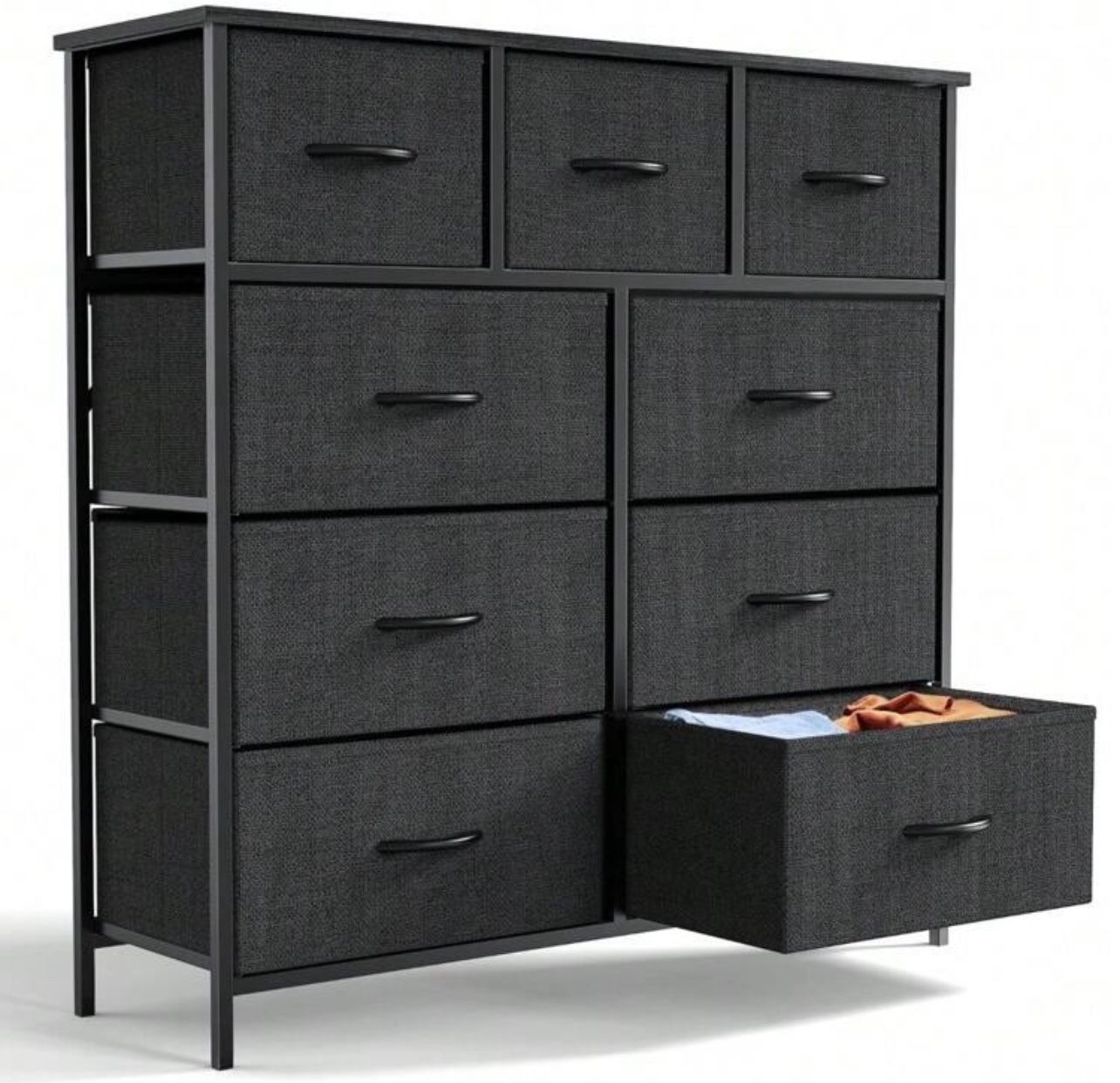 9 Drawer Fabric Dresser For Bedroom, Chest Of Drawer Organizer Storage Cabinet For Closet