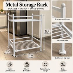 White 2-Tier Metal Storage Rack - organizer